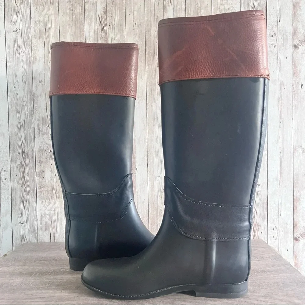 Tory Burch Diana Classic Wellies Rain Boots Heritage Preppy Size 7
